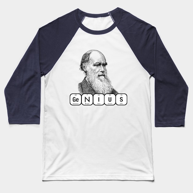 GENIUS Charles Darwin Baseball T-Shirt by firstsapling@gmail.com